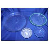 Pressed glass cake plate, 13" - Glasbake pie dish