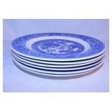 6 Royal Blue Willow dinner plates