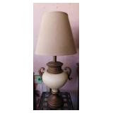 Metal table lamp w/ fabric shade, 32" tall