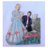 Victorian couple chalkware wall plaque,