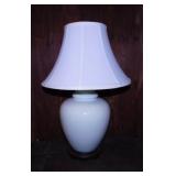 Ceramic table lamp w/ fabric shade, 28"