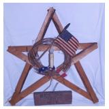 Primitive lighted patriotic star & twig wreath