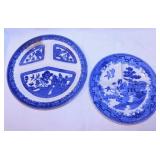 Royal Blue Willow: 2 grill plates - Serving