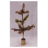 Antique feather Christmas tree, wooden base, 15"