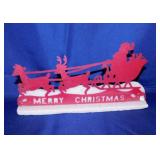 Vintage Christmas die-cut Santa Claus in sleigh