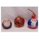 2 hand painted Santa Claus gourds by Phyllis