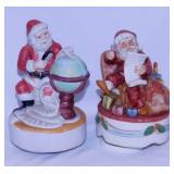 Bisque Santa checking the list rotating music box,