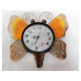 Decorative butterfly wall clock, 14" diameter,