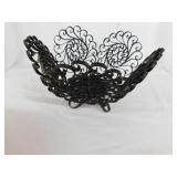 Vintage wrought iron scroll work metal fruit bowl