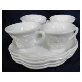 Indiana milk glass Harvest Grape snack set: