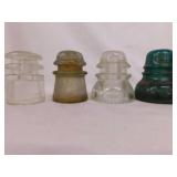 4 antique glass insulators: Hemingray - Armstrong