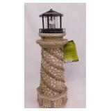 New solar powered seashell lighthouse, 19" -