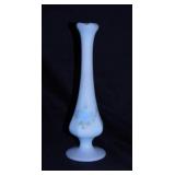 Fenton satin glass blob top bud vase hand painted