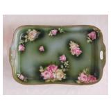 Rare antique Weimar Germany pink roses tray,