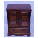 2 wooden 4 drawer w/ hinged door jewelry boxes