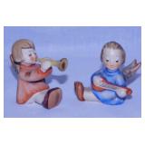 2 Goebel Hummel figurines: Angel w/ horn, 2.25" -