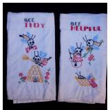 Hand embroidered dish towels & table runner