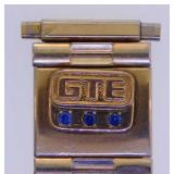 Vintage GTE 10K gold & sapphire award watch band,