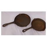 2 cast iron skillets: 6.5" and 8"