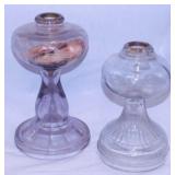 2 antique glass kerosene oil lamps