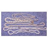 3 knotted vintage beaded necklaces strands w/