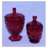 Vintage Fostoria Ruby Red candy dish w/ lid -