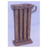 Antique primitive tin taper candle mold, 11" tall