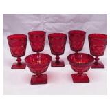 5 Imperial Cape Cod ruby red goblets, 5.25" tall -