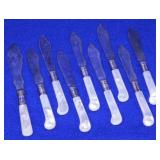 8 antique England mother of pearl fruit knives -