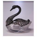 German 925 sterling & crystal swan master salt