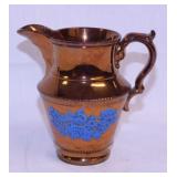 Antique copper luster jug pitcher creamer, 4.5"