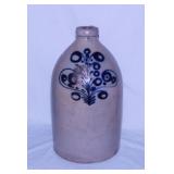 Antique 2 gallon salt glaze jug w/ cobalt