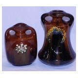 2 lovely Peters & Reed glazed pottery vases, 4.5"