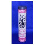 Fur lined toilet tissue novelty gift in tin -