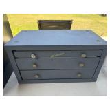 3- drawer metal storage box with drill bits, of