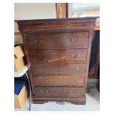 Mahogany 5 Drawer Chest of Drawers, Measures: