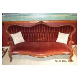 Antique Victorian Sofa w/Tufted Upholstery,