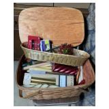 Oval wicker basket with night lights and bulbs,