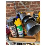 Box Filled with Automative Cleaning Supplies, Oil