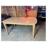 Oak Table, Measures: 60"W x 36"D x 30"H, and Red