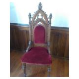 Walnut Carved Church Chair 21 x 19 x 54"