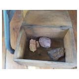 Wooden Box w Unusual Rocks 12 x 8 x 7"