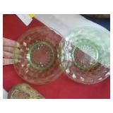 2 Green Depression Glass Saucers