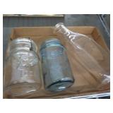 Canning jars, milk bottle