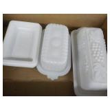 Milk glass butter dishes