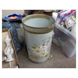 Painted Metal Waste Basket 9x15"