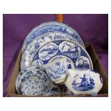 Blue transferware dishes