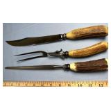 Sterling Banded Remington Stag Carving Set Rare