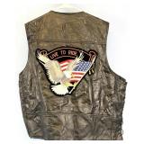 Nice Leather Motorcycle Vest 4x w/Patches See