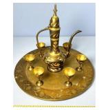 Vintage Brass Foreign Tea Set w/Platter Nice